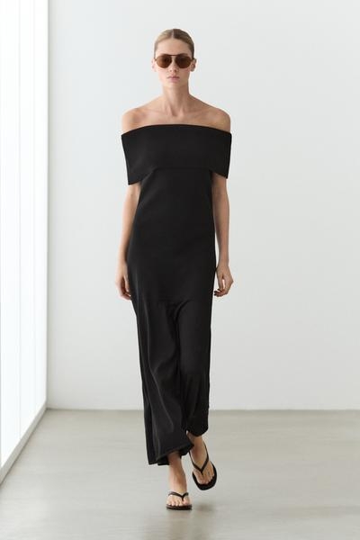 Massimo Dutti Вязаное миди-платье с открытыми плечами