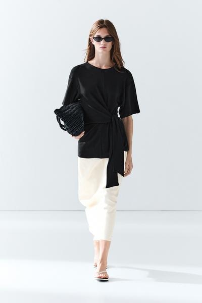 Massimo Dutti Футболка с короткими рукавами и декоративным узлом
