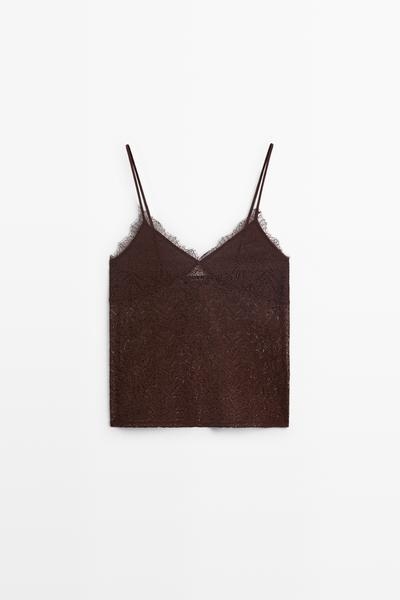 Massimo Dutti Топ с кружевными бретелями