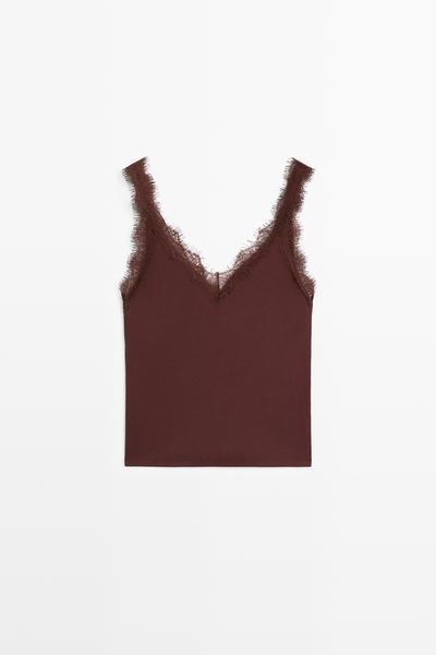 Massimo Dutti Топ с тонкими бретелями и кружевной отделкой