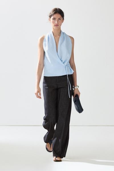 Massimo Dutti Топ на бретелях из 100% льна с завязками