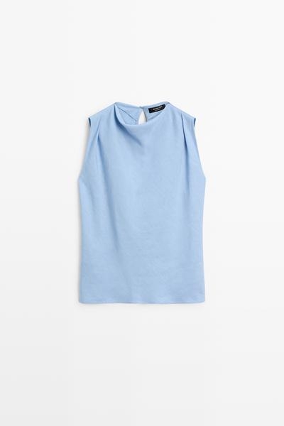 Massimo Dutti Плиссированный топ из льняной смеси
