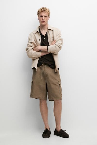 Massimo Dutti Бермуды карго из 100% льна