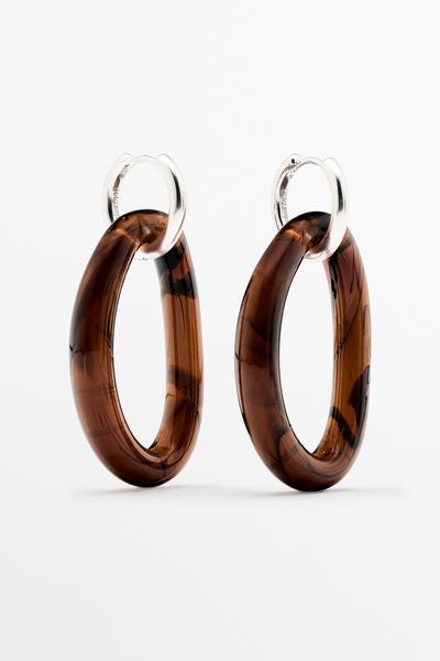Massimo Dutti Серьги-кольца из стекла MASSIMO DUTTI купить с доставкой.