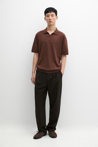Massimo Dutti Поло-свитер из смеси льна и хлопка