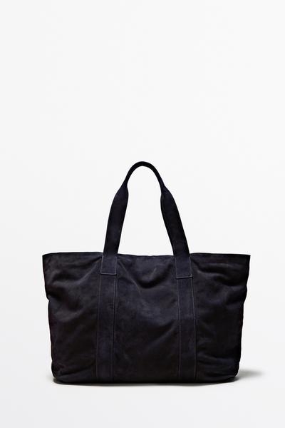Massimo Dutti Сумка-тоут из козьей кожи с отделкой из велюра купить с доставкой.