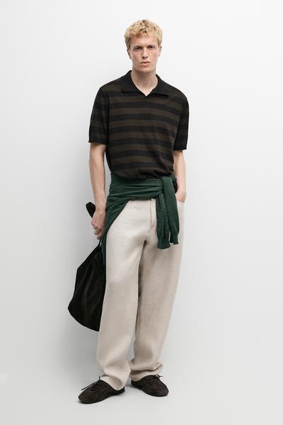 Massimo Dutti Поло из 100% хлопка в полоску купить с доставкой.