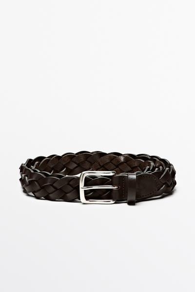 Massimo Dutti Плетёный ремень из кожи наппа