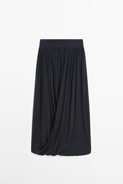 Massimo Dutti Средняя юбка-баллон с драпировкой