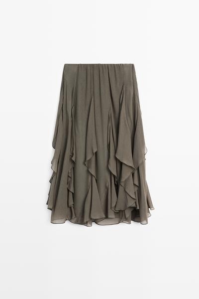 Massimo Dutti Свободная миди-юбка с оборками