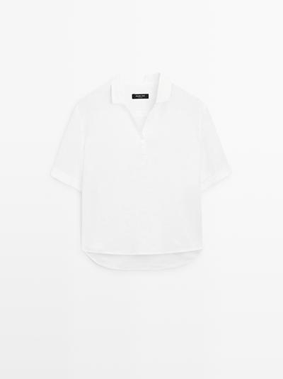 Massimo Dutti Поло с короткими рукавами из льна купить с доставкой.