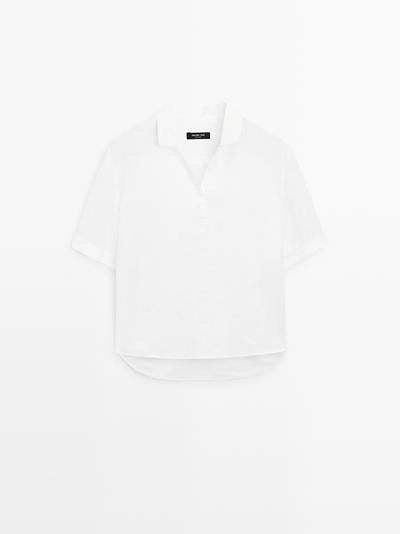 Massimo Dutti Поло с короткими рукавами из льна