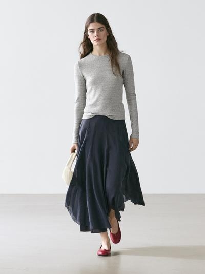Massimo Dutti Миди-юбка с защипами купить с доставкой.