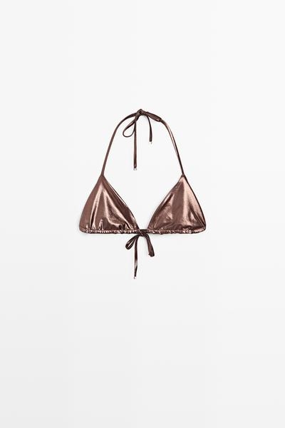 Massimo Dutti Металлический купальник-треугольник купить с доставкой.