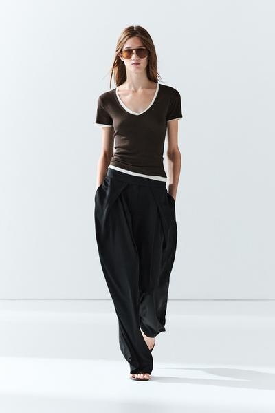 Massimo Dutti Футболка с короткими рукавами из 100% хлопка с двойным слоем