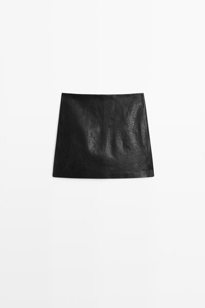 Massimo Dutti Мини-юбка из кожи наппа купить с доставкой.