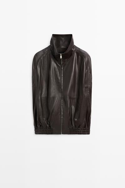 Massimo Dutti Бомбер-жилет из кожи наппа