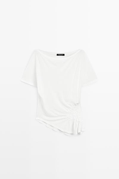 Massimo Dutti Асимметричная блузка с вышивкой