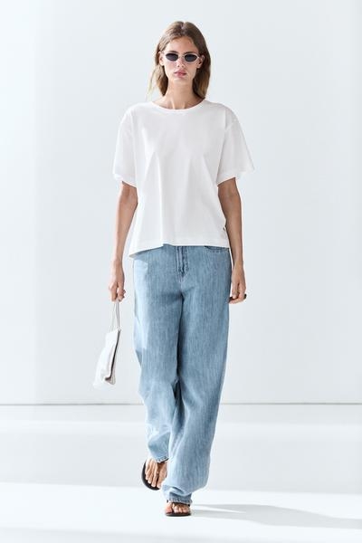 Massimo Dutti Футболка с короткими рукавами из 100% хлопка купить с доставкой.