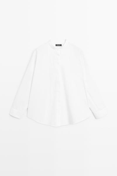 Massimo Dutti Рубашка из поплина с воротником-стойкой