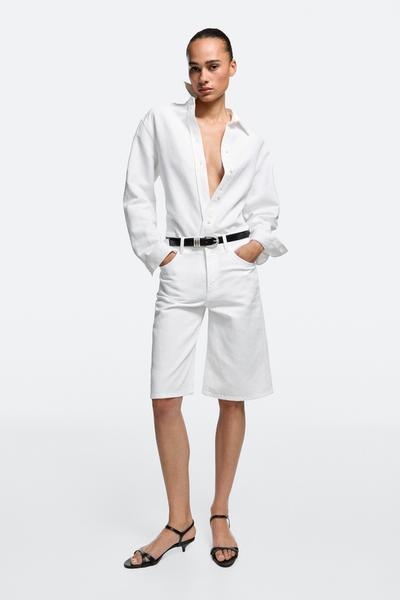 Massimo Dutti Бермуда-шорты из хлопка и льна купить с доставкой.