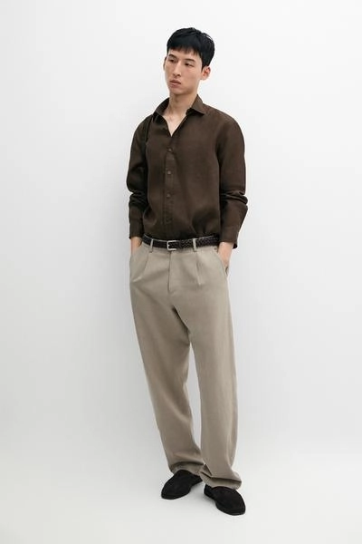 Рубашка massimo dutti узкого кроя из 100% льна