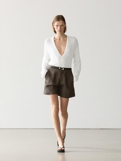 Massimo Dutti Короткие бермуды из льна купить с доставкой.