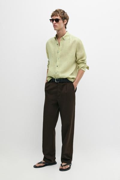 Massimo Dutti Рубашка из 100% льна прямого кроя