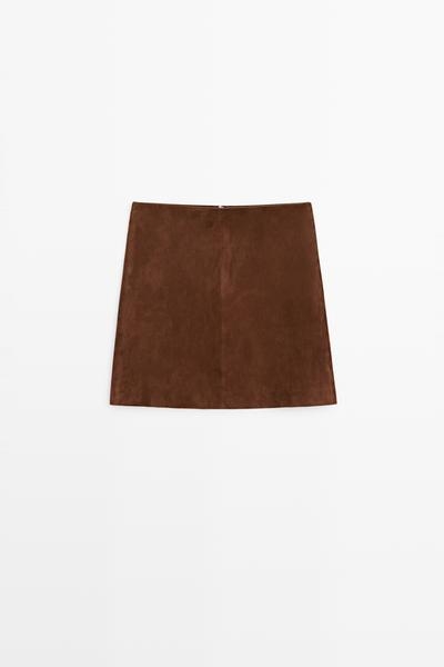 Massimo Dutti Мини-юбка из замши купить с доставкой.