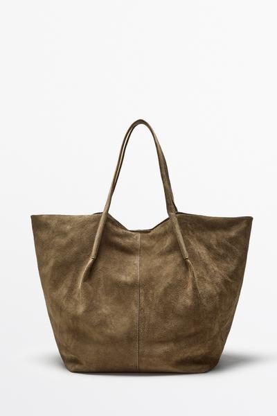 Massimo Dutti Сумка-тоут из разделённой кожи