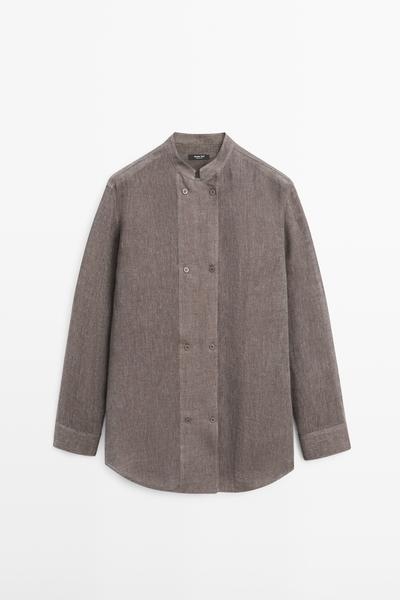 Massimo Dutti Свободная рубашка из льняной смеси с пуговицами купить с доставкой.