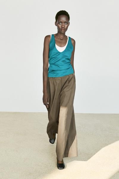 Massimo Dutti Технические плиссированные брюки широкого кроя