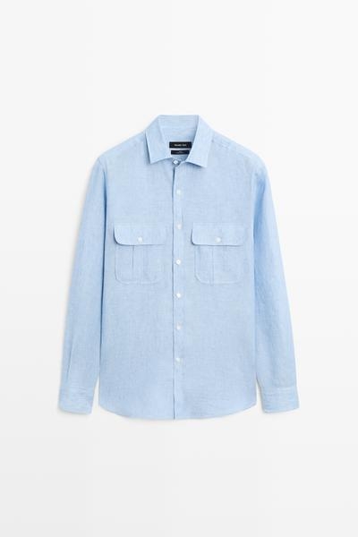 Massimo Dutti Рубашка классического кроя из 100% льна
