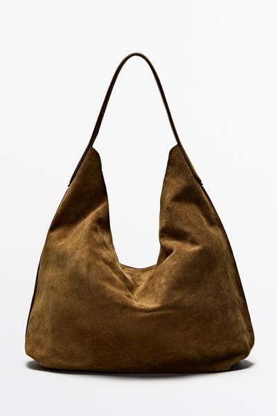 Massimo Dutti Макси сумка на плечо из замшевой кожи купить с доставкой.