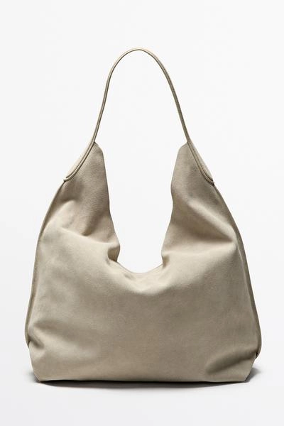 Massimo Dutti Макси сумка на плечо из замшевой кожи
