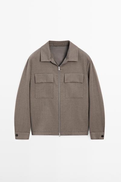 Massimo Dutti Рубашка-овершейт из шерстяной смеси купить с доставкой.