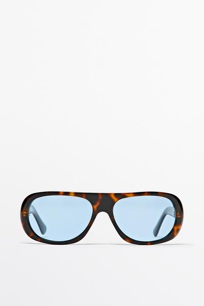Massimo Dutti Широкие солнцезащитные очки с панцирным эффектом