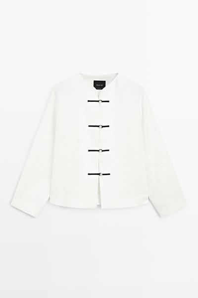 Massimo Dutti Рубашка из 100% льна с пуговицами