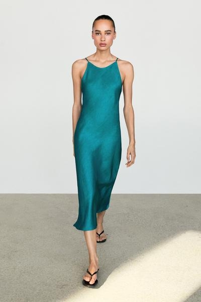 Massimo Dutti Платье-миди из струящегося сатина купить с доставкой.