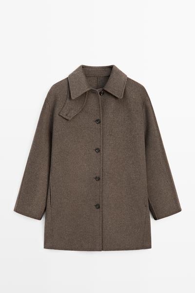 Massimo Dutti Пальто из меланжевой шерстяной ткани купить с доставкой.