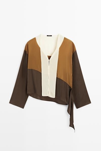 Massimo Dutti Рубашка с ярким трёхцветным дизайном