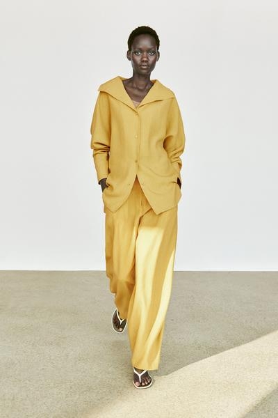 Massimo Dutti Свободная рубашка из льняной смеси с выразительным воротником купить с доставкой.