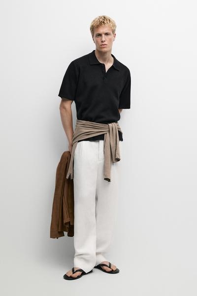 Massimo Dutti Поло из 100% хлопка с фактурной структурой