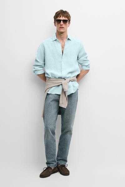 Massimo Dutti Рубашка прямого кроя из 100% льна купить с доставкой.