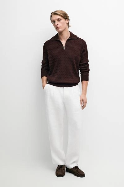 Вязаный свитер с воротником-стойкой и молнией massimo dutti