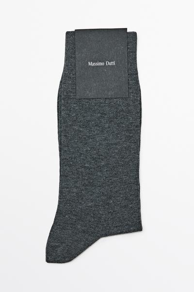 Massimo Dutti Однотонные носки из хлопкового смешанного трикотажа купить с доставкой.