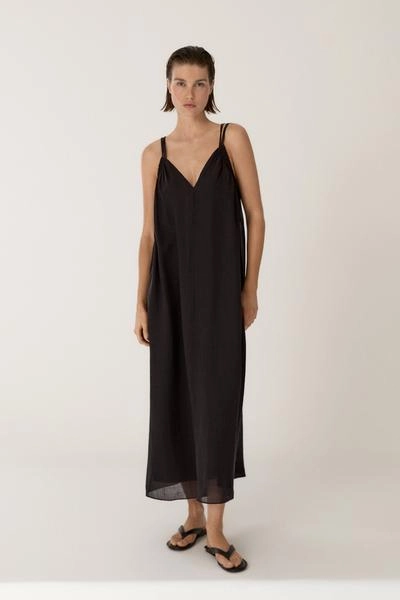 Massimo Dutti Среднее платье с лямками из смесового рами