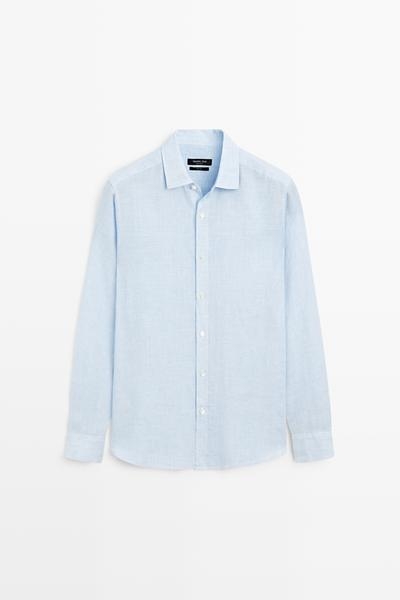 Massimo Dutti Рубашка в клетку с длинными рукавами из 100% льна, классическая посадка купить с доставкой.