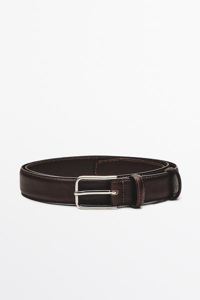 Massimo Dutti Ремень из кожи наппа с двойной пряжкой купить с доставкой.