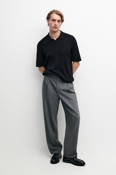 Massimo Dutti Поло-свитер с косами из 100% хлопка